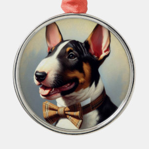 Ornement En Métal Vintage Bull Terrier Peinture Portrait