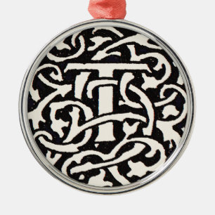 Ornement En Métal Vintage Monogram T Art Nouveau Letter
