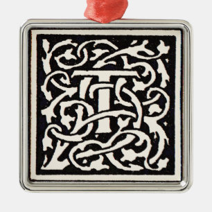 Ornement En Métal Vintage Monogram T Art Nouveau Letter