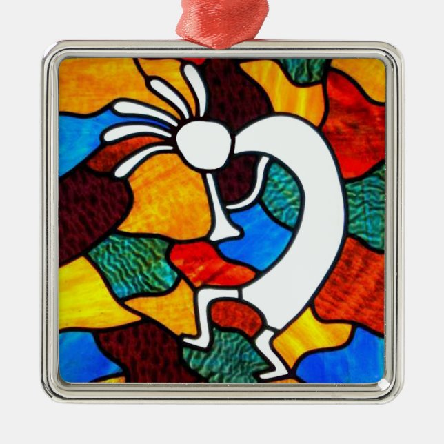 Ornement En Métal Vitrail Kokopelli (Devant)