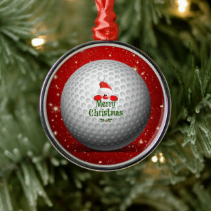 Ornement En Métal Vœux de Noël au golfeur