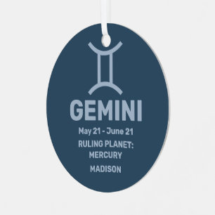 Ornement En Métal VOTRE nom et photo SIGNE Zodiaque Gemini