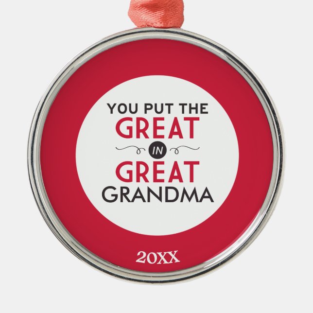 Ornement En Métal Vous avez mis le grand dans la grande grand-maman (Devant)