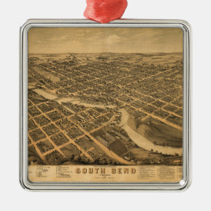Ornement En Métal Vue aérienne de South Bend, Indiana (1874)
