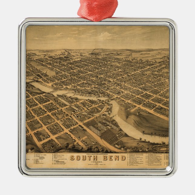 Ornement En Métal Vue aérienne de South Bend, Indiana (1874) (Devant)