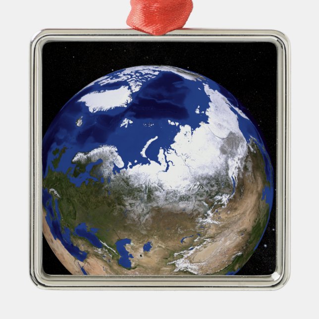 Ornement En Métal Vue de la Terre montrant la région arctique (Devant)