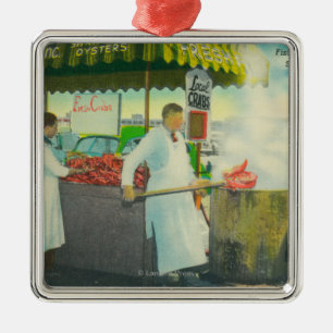 Ornement En Métal Vue du quai du pêcheur, obtention de crabes