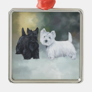 Ornement En Métal Westie Scottie hiver