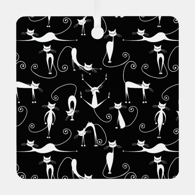 Ornement En Métal Whimsical Motif de chat blanc maigre (Recto)