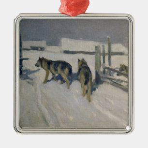 Ornement En Métal Wolfs, la nuit d'hiver, c.1910