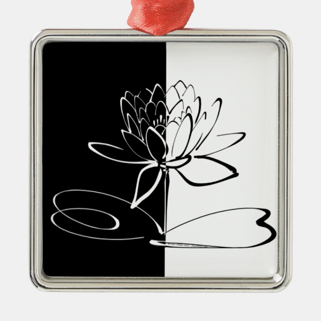 Ornement En Métal Yin Yang Black White Lotus Blossom (Devant)