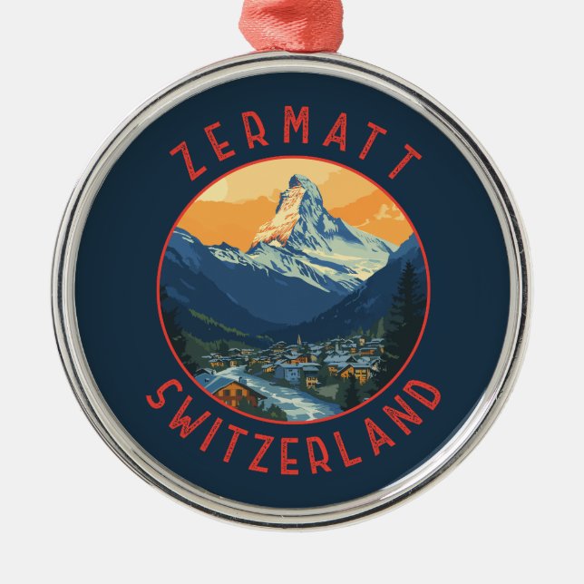 Ornement En Métal Zermatt Suisse Retro Cercle désorganisé (Devant)