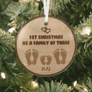 Ornement En Verre 1er Noël en famille de trois