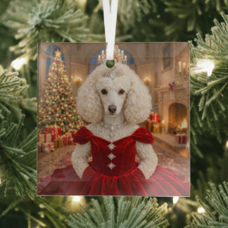 Ornement En Verre A Poodle Christmas Holiday 