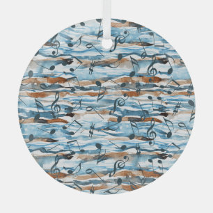 Ornement En Verre Abstrait aquarelle musique note motif.