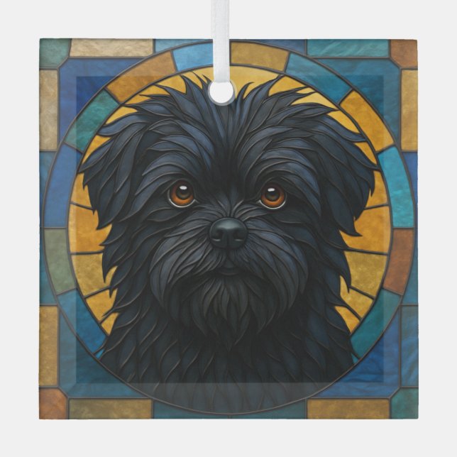 Ornement En Verre Affenpinscher Chien "Verre Tiré" (Recto)