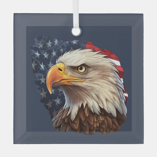 Ornement En Verre Aigle à drapeau américain (Recto)