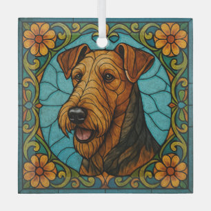 Ornement En Verre Airedale Terrier "Verre Tiré"