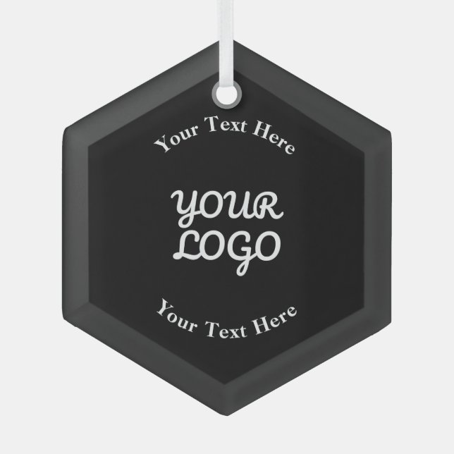Ornement En Verre Ajouter un logo modifiable noir (Recto)