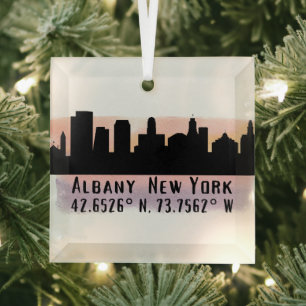 Ornement En Verre Albany NY City Skyline