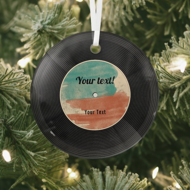 Ornement En Verre Album musical Retro Vinyl Record (Insitu)