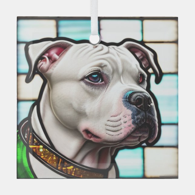 Ornement En Verre American Staffordshire Terrier "Verre Tiré" (Recto)