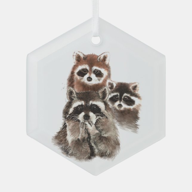 Ornement En Verre Amusement Aquarelle Amusante Famille Ami Animal Ar (Recto)