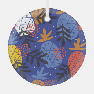 Ornement En Verre Ananas Abstrait Feuille Vintage Motif