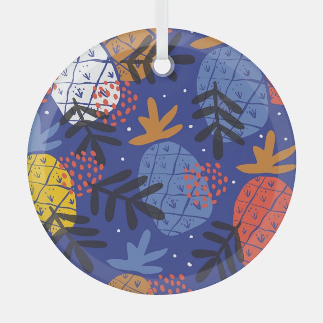 Ornement En Verre Ananas Abstrait Feuille Vintage Motif (Recto)