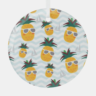 Ornement En Verre Ananas, bateau : mignon motif océanique.