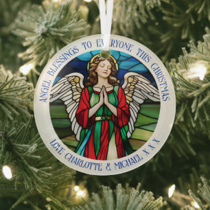 Ornement En Verre Ange de Noël Rouge et vert