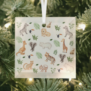 Ornement En Verre animal sauvage avec verre motif arbre Jungle