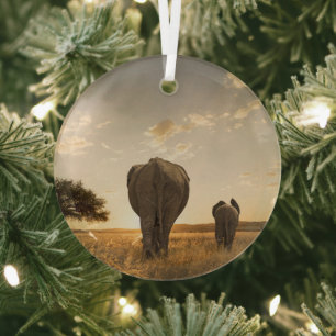 Ornement En Verre Animaux de bébés cutest   Eléphant veau et mère