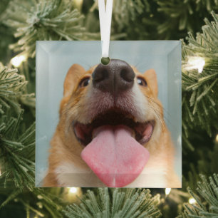 Ornement En Verre Animaux de bébés cutest   Langue de Corgi