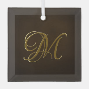 Ornement En Verre Antique Or Embossé Monogramme cadeau personnalisé