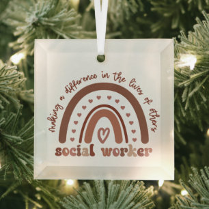 Ornement En Verre Appréciation des travailleurs sociaux Cadeaux d'ét