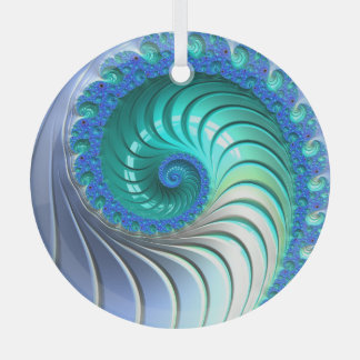 Ornement En Verre Aqua Bleu Nautilus Coquille fractée Spercatcher sp