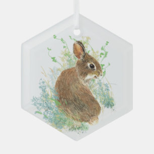 Ornement En Verre Aquarelle Cute lapin Lapin Animal Nature Art