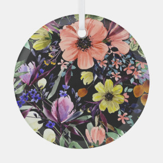 Ornement En Verre Aquarelle Floral sans Seamless Garden Motif