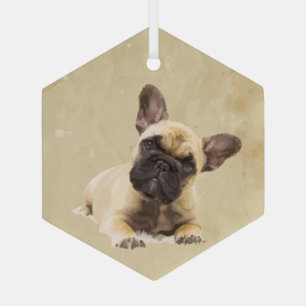 Ornement En Verre Aquarelle Français Chien Chien Chien Animal Animal