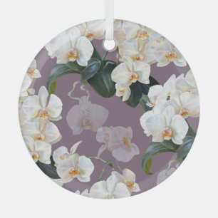 Ornement En Verre Aquarelle orchidée lavande foncée.