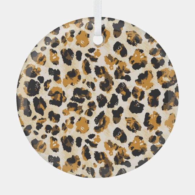 Ornement En Verre Aquarelle peau léopard, dégradé cravate-teint. (Recto)