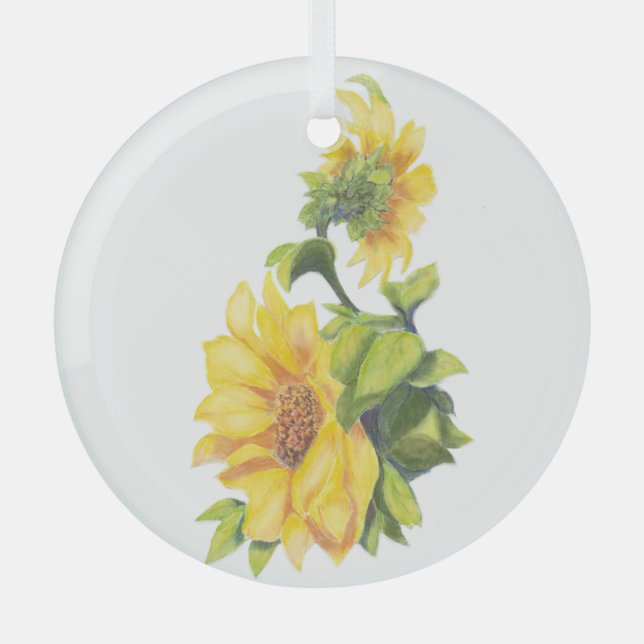 Ornement En Verre Aquarelle Tournesol Gadrden Art (Recto)
