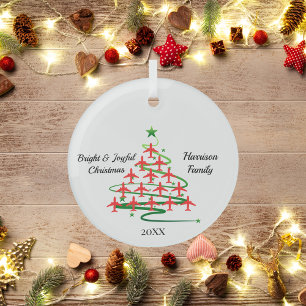 Ornement En Verre Arbre de Noël des plans rouges, Aviation, Simple