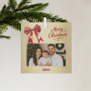 Ornement En Verre Arc rouge Noël
