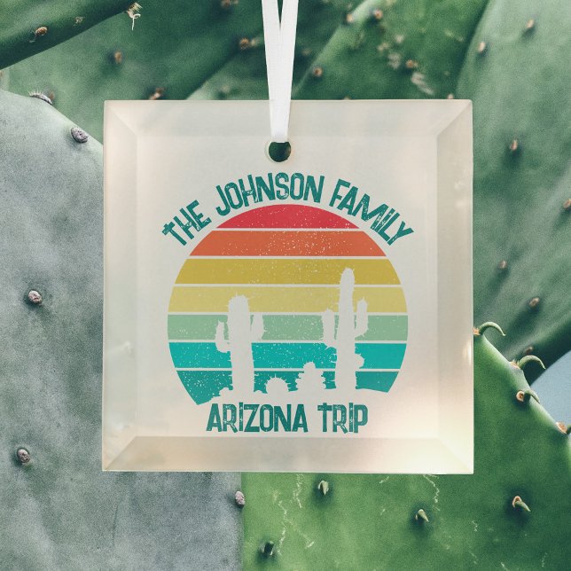 Ornement En Verre Arizona Desert Cactus Sunset Personnalisé (Créateur téléchargé)