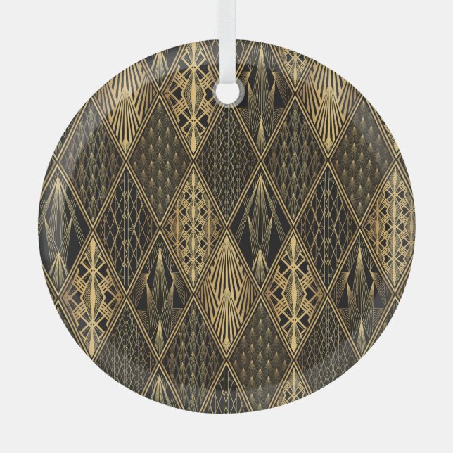 Ornement En Verre Art Déco Black Gold Elegance (Recto)