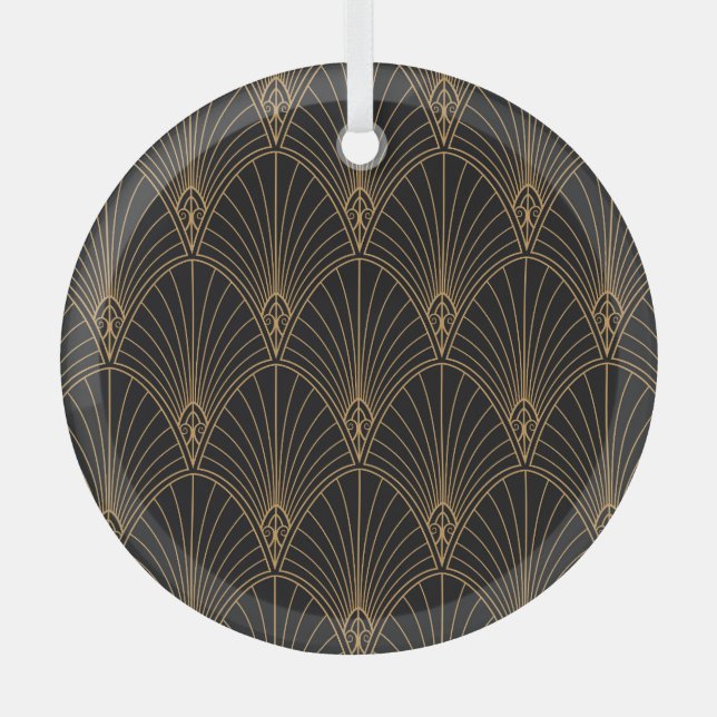 Ornement En Verre Art déco : motif géométrique classique. (Recto)