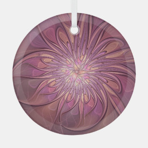 Ornement En Verre Art floral fractal moderne abstrait couleurs de ba