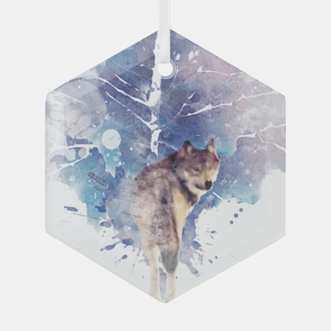 Ornement En Verre Art graphique Wolf Retour Faune Nature Art (Recto)